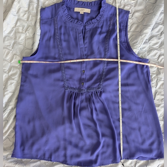 LOFT Purple Sleeveless Top Large - Picture 3 of 5
